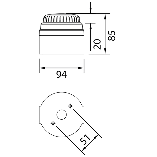 deegee ISB-C IP66 Sounder Beacon 12-36Vdc White Base 85mm x 94mm dia. Amber - Image 2