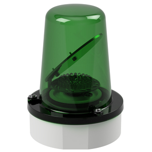 deegee RFE IP65 Rotating Mirror Beacon 115-230Vuc White Base 194mm x 146mm dia. Green