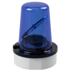 deegee RFE IP65 Rotating Mirror Beacon 115-230Vuc White Base 194mm x 146mm dia. Blue