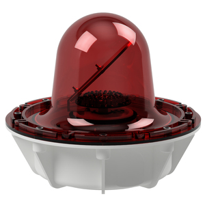 deegee RFG IP68 Rotating Mirror Beacon 115-230Vuc White Base 220mm x 256mm dia. Red