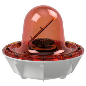 deegee RFG IP68 Rotating Mirror Beacon 115-230Vuc White Base 220mm x 256mm dia. Amber