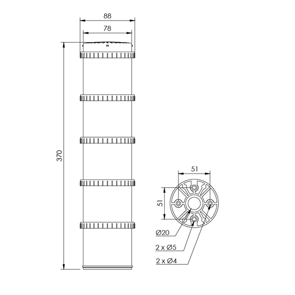 deegee SA Stacker IP54 Including Sounder 24-230Vac Black Base 235mm x 78mm dia. Red / Amber / Green - Image 2