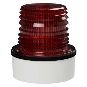 deegee PSL IP65 Pulsed Eco-LED Beacon 12-36Vdc White Base 133mm x 123mm dia. Red