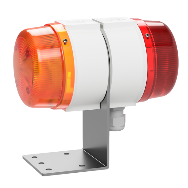 deegee Dual back-to-back IP69K Pulsed LED Beacon 12-36Vdc White Base Red/Amber