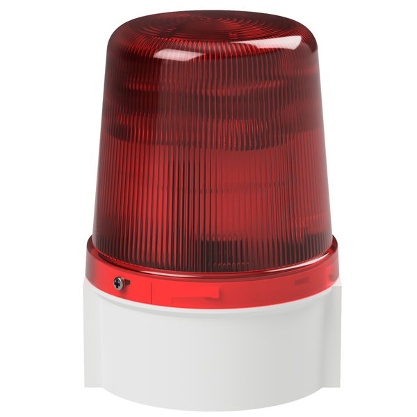 deegee Series B IP66 High Power LED Strobe Beacon 12-24Vuc with White Base 135mm x 94mm ⌀ Red