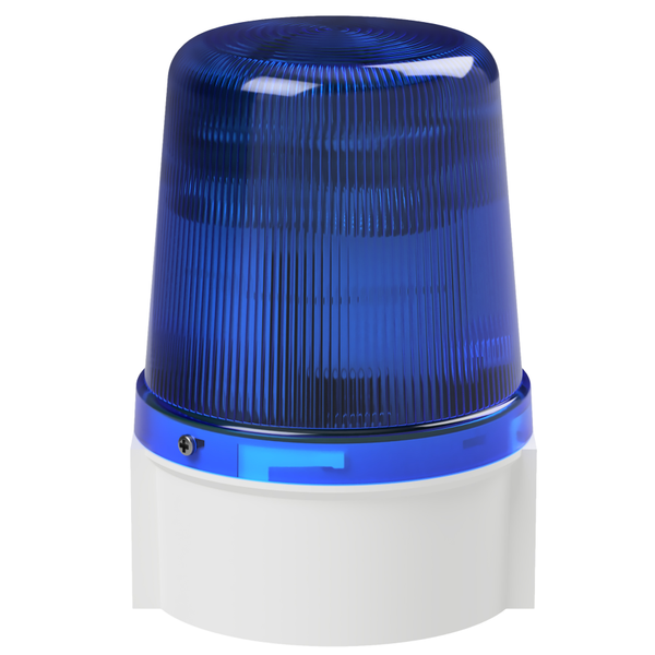 deegee Series B IP66 High Power LED Strobe Beacon 24-230Vuc with White Base 135mm x 94mm ⌀ Blue
