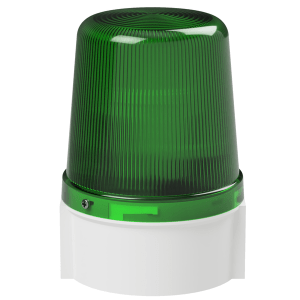 deegee Series B IP66 Standard Power LED Strobe Beacon 12-24Vuc with White Base 135mm x 94mm ⌀ Green