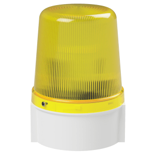 deegee Series B IP66 Standard Power LED Strobe Beacon 12-24Vuc with White Base 135mm x 94mm ⌀ Yellow